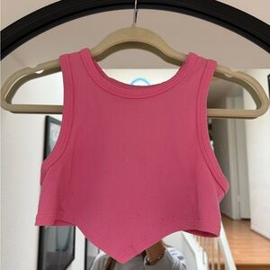 Chic Pink Ribbed Crop Top